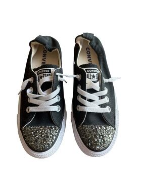 Converse Chuck Taylor Shoreline Slip-On Black Rhinestone Sneakers | Women’s 5